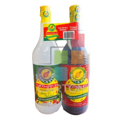 MARCA PINA VALUE PACK  (VINEGAR 1LTR+SOY SAUCE 1LTR)  6 PACKS