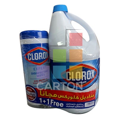 CLOROX LIQUID BLEACH ORIGINAL + CLOROX DISINFECTING WIPES 3*3.78LTR + 3 WIPES