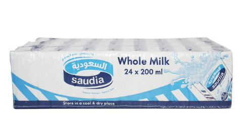 SAUDIA MILK FULL FAT 24*200ML